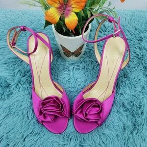 🌹Kate Spade Fuschia Satin Open Toe Heels🌹